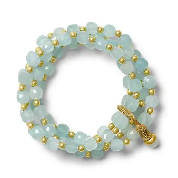 Semi Precious Stone and Gold Detail Sally Bracelet Set Labradorite
