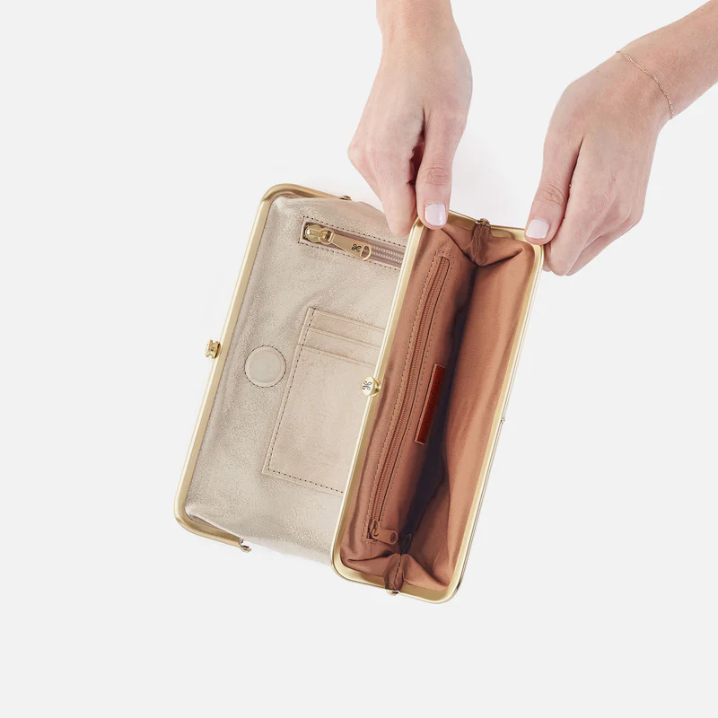 Lauren Clutch Wallet Metallic Leather Sand Shimmer