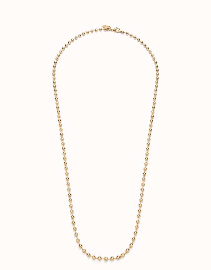 Hazte Uno Long Beaded Chain Charm Necklace Gold