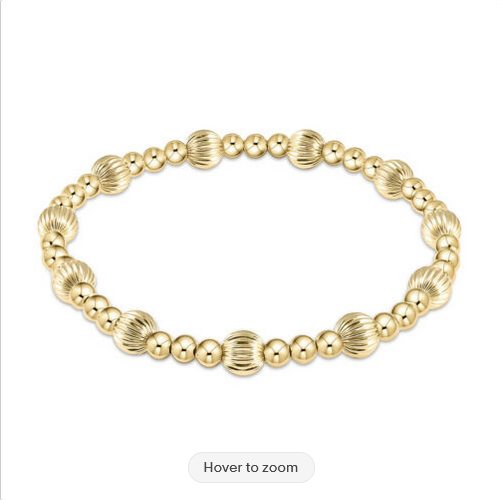 Dignity Sincerity Pattern 6mm Bead Bracelet Gold