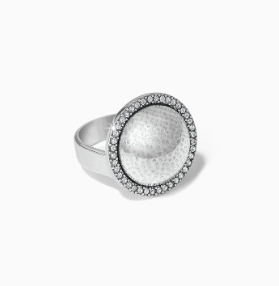 Meridian Geo Dew Domed Ring Silver Size 8