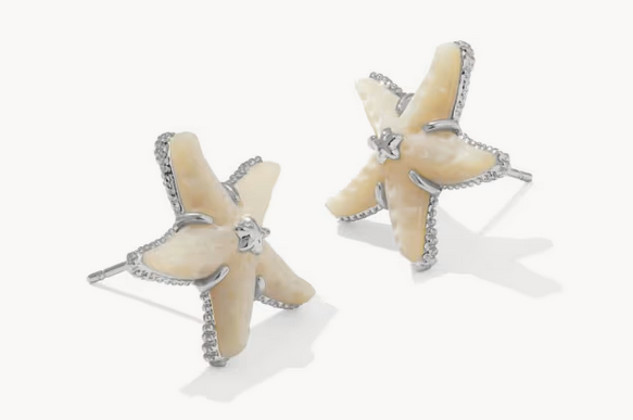Parker Starfish Stud Earrings Natural MOP Silver