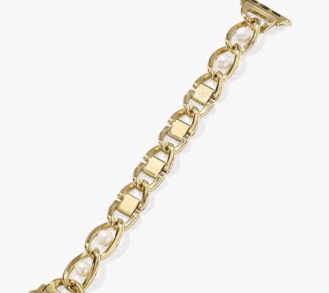 Giselle Watch Band Gold/White Pearl