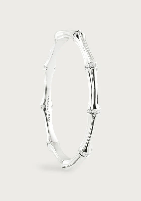 Anabel Aram Bamboo Hinged Bangle Silver