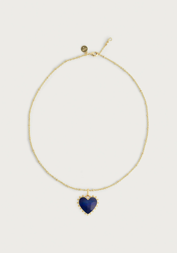 Anabel Aram Heart with Lapis Stone Pendant Necklace