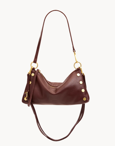 Kyle Cherrywood Pebble Shoulder/Crossbody w/Gold Rivets