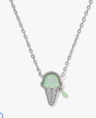 Ice Cream Short Pendant Necklace Mint MOP Silver