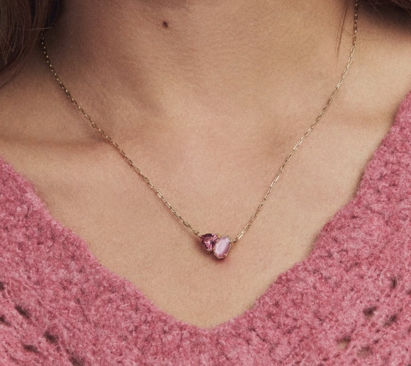 Tatum Short Pendant Necklace Azalea Pink Mix Gold