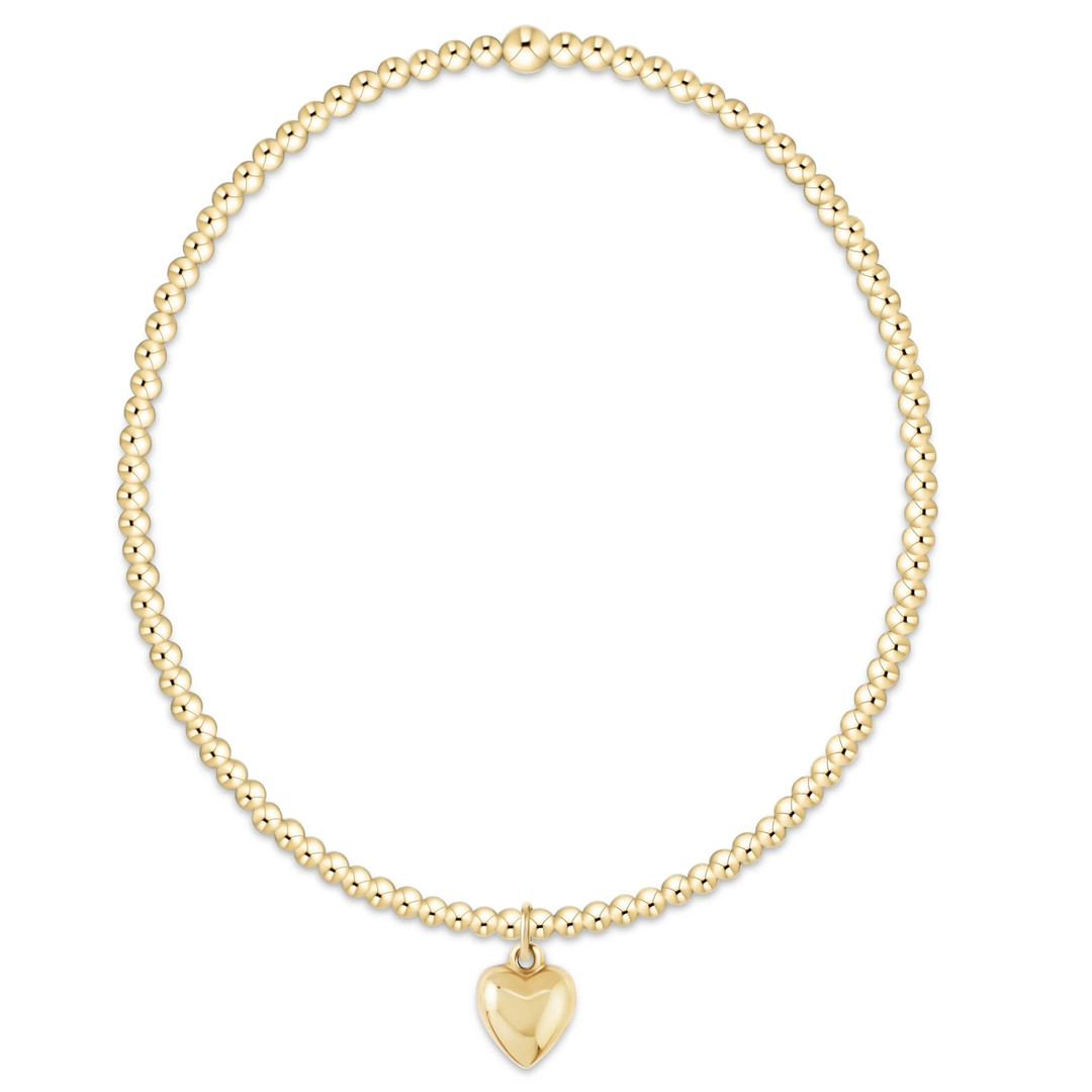Classic 2mm Bracelet with Love Plush Small Charm Gold