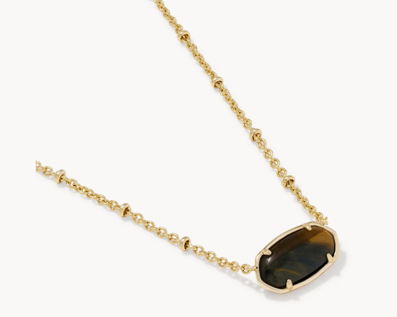 Elisa Tiger Stripe Necklace Gold Dark Brown Hawks Eye