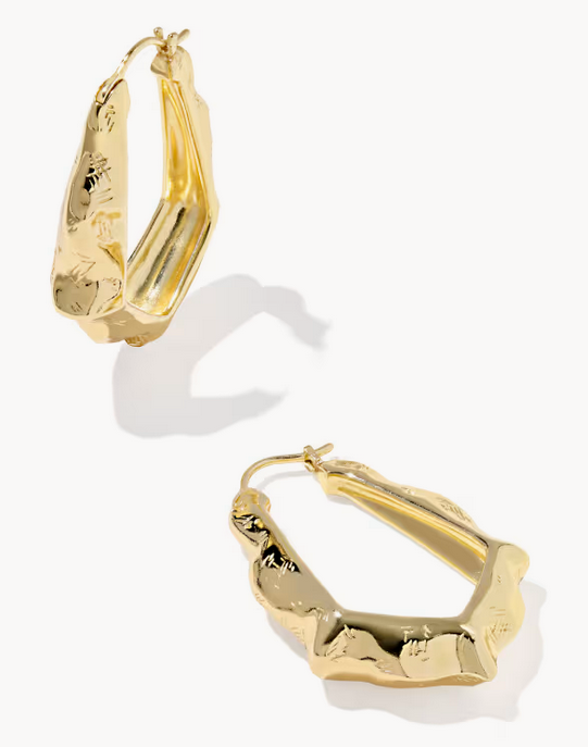 Adriana Scallop Frame Hoop Earrings Gold