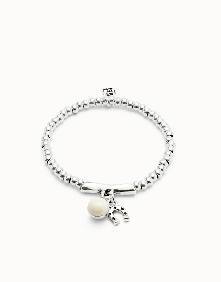 Ser Fascinante Bracelet with Cream Murano Glass and Horseshoe Large