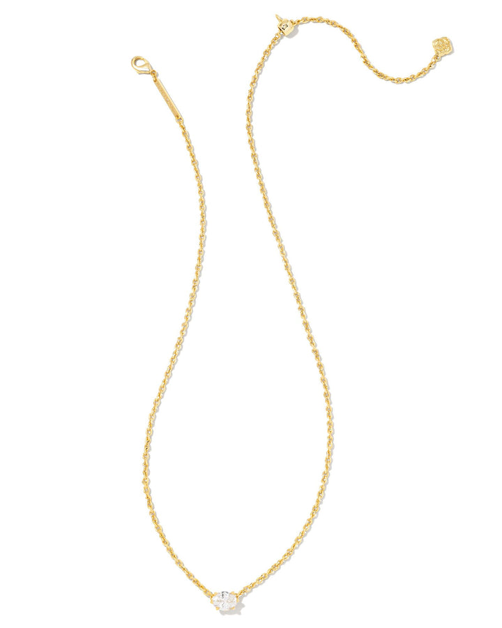 Cailin Pendant Necklace Gold Metal White CZ