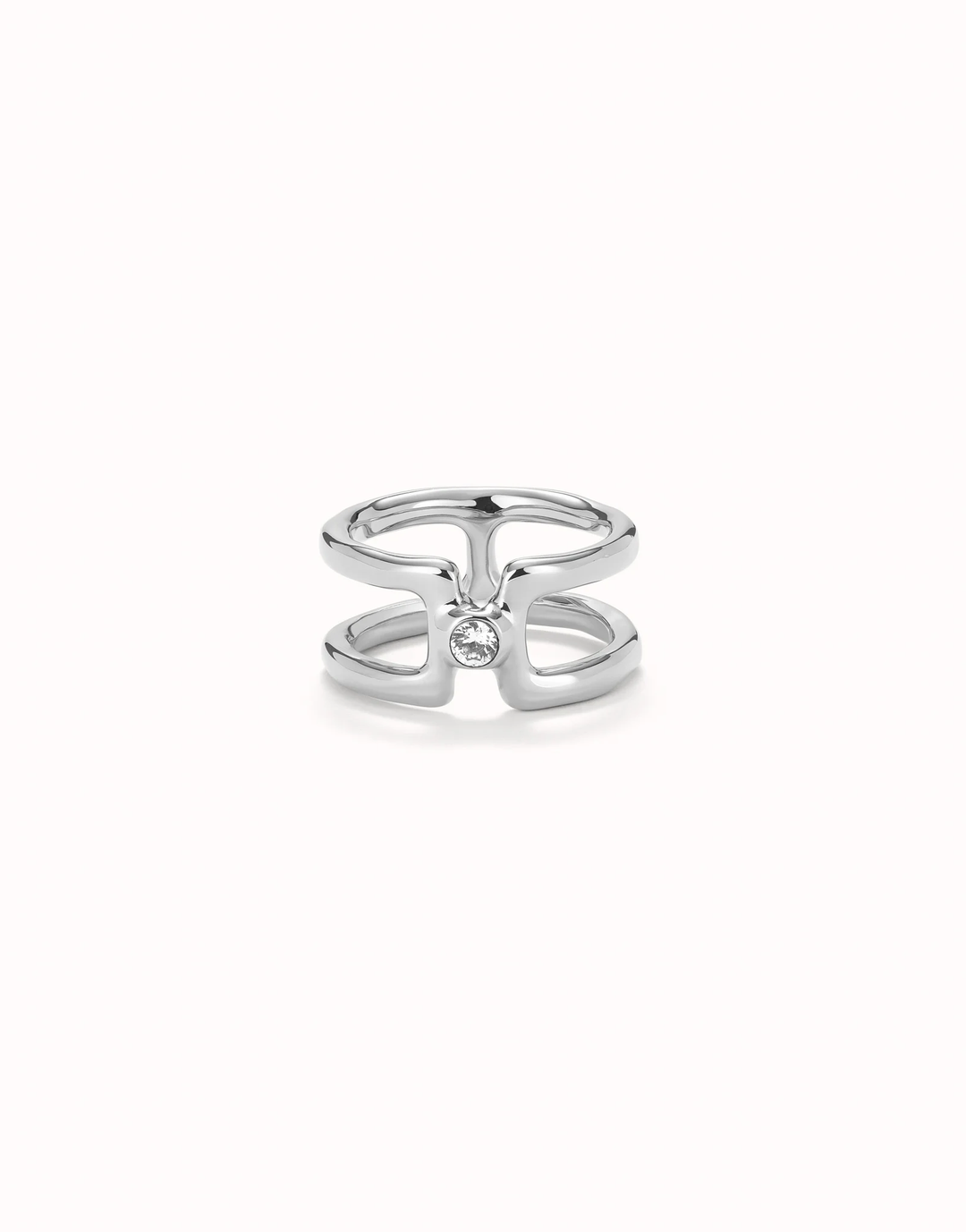 Ser Indomable Double Ring with White Topaz Silver