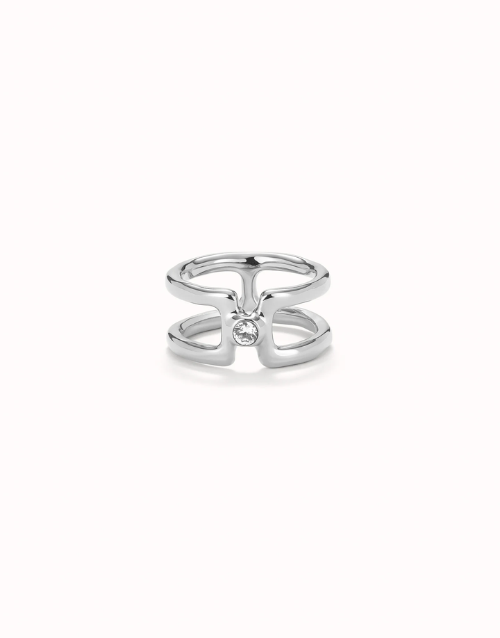 Ser Indomable Double Ring with White Topaz Silver