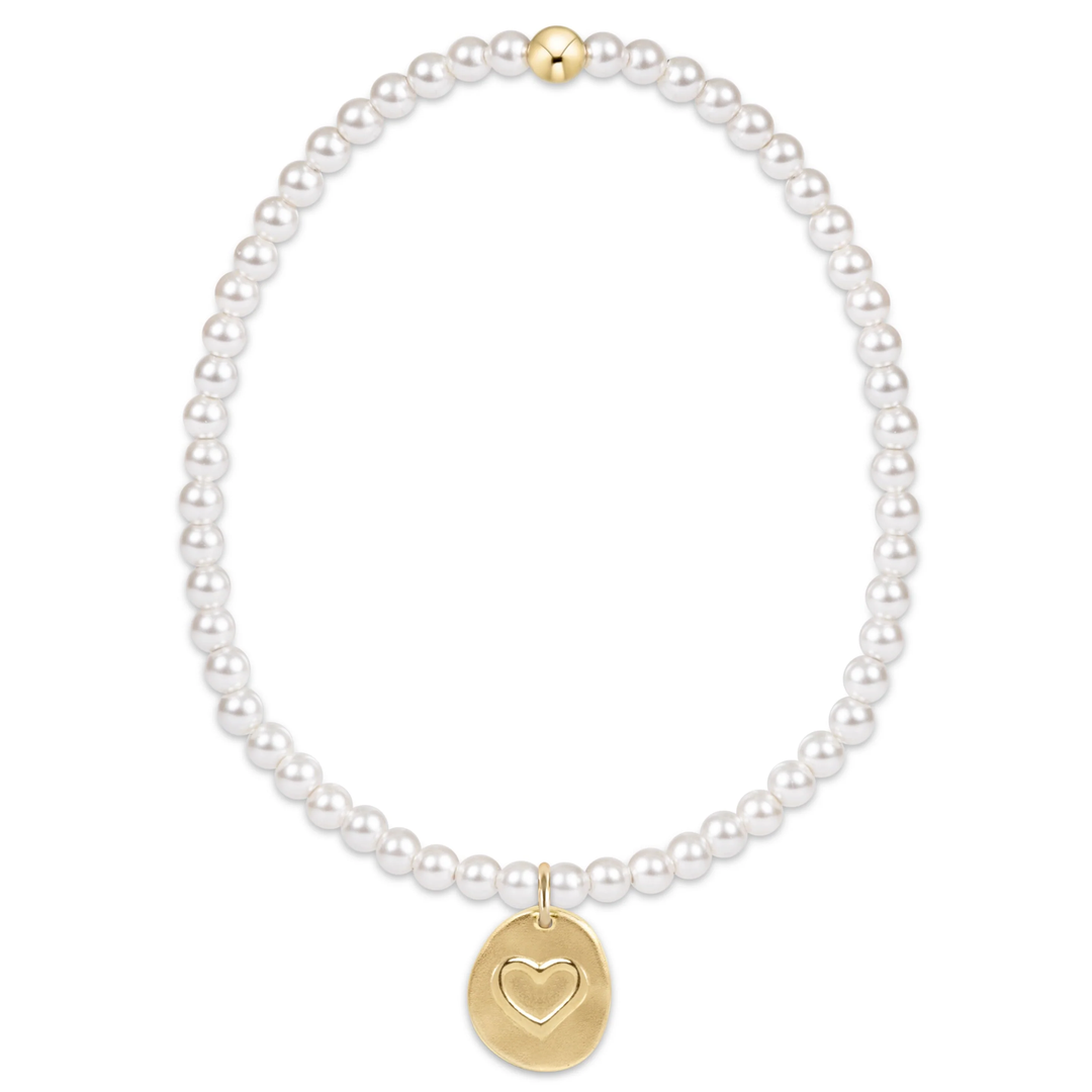Classic Pearl 3mm Bracelet Love Gold Disc