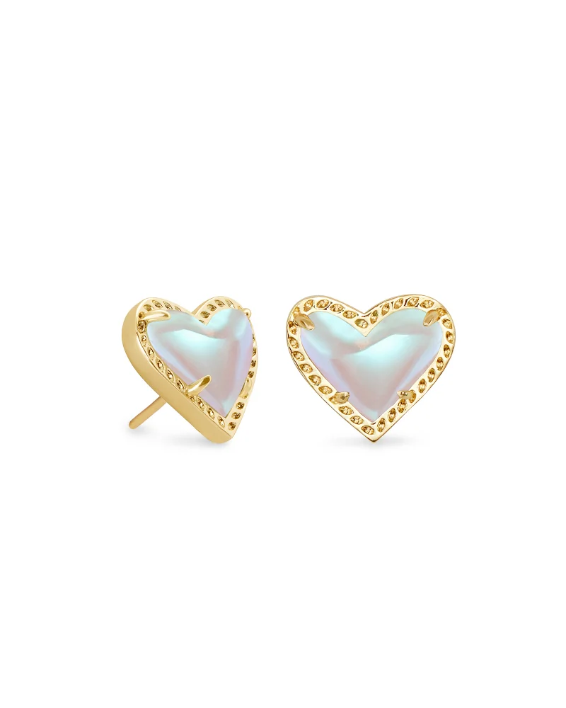 Ari Heart Stud Earring Dichroic Glass Gold