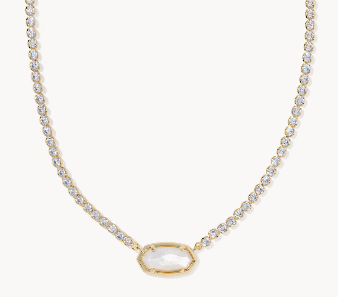 Elisa Tennis Necklace Ivory MOP Gold