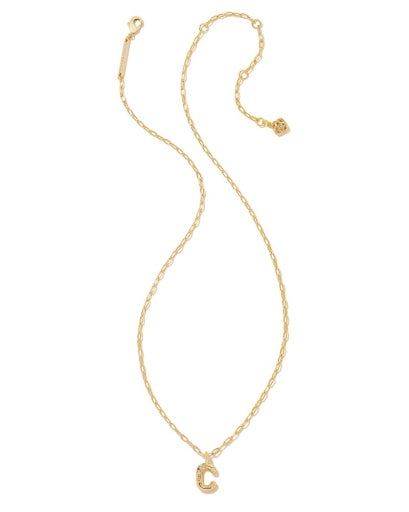 Crystal Gold Metal Pendant Necklace LETTER C