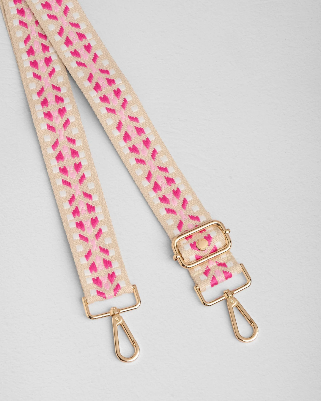 Pom Pom Strap Pink and White Stitched