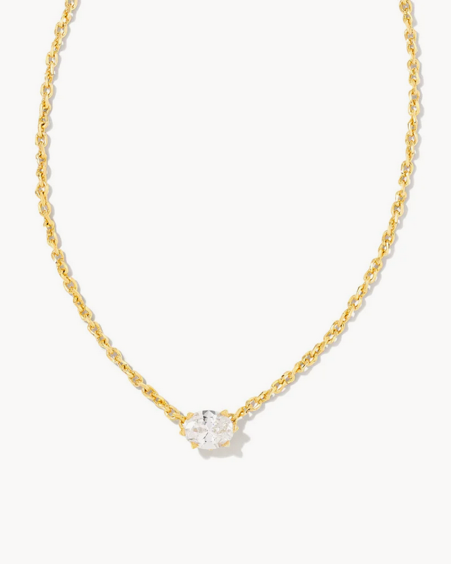 Cailin Pendant Necklace Gold Metal White CZ