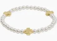 Signature Cross Pearl Pattern 4mm Bracelet Gold