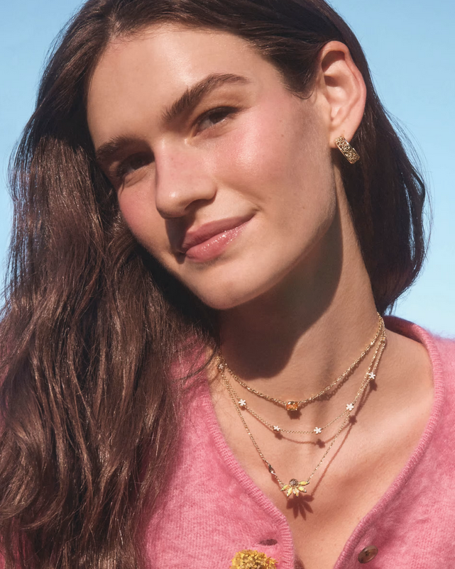 Anya Flower Pendent Necklace Yellow Mix Gold