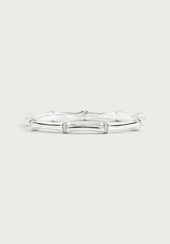Anabel Aram Bamboo Hinged Bangle Silver