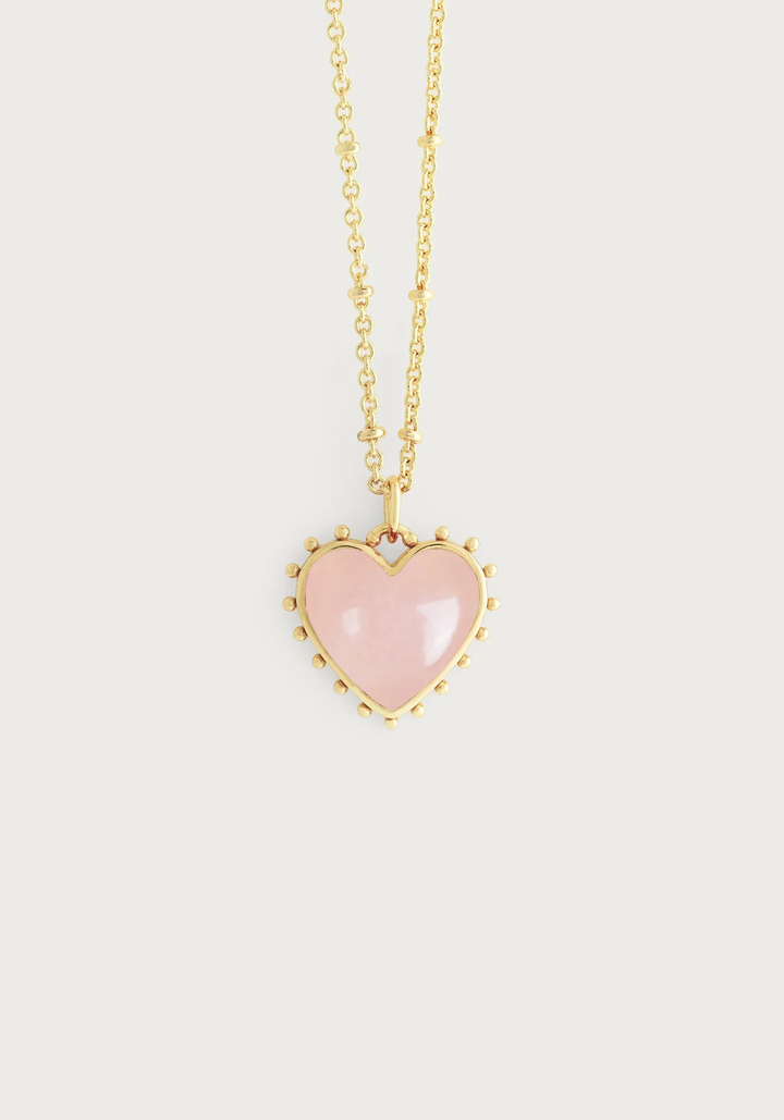 Anabel Aram Heart with Rose Quartz Stone Pendant Necklace