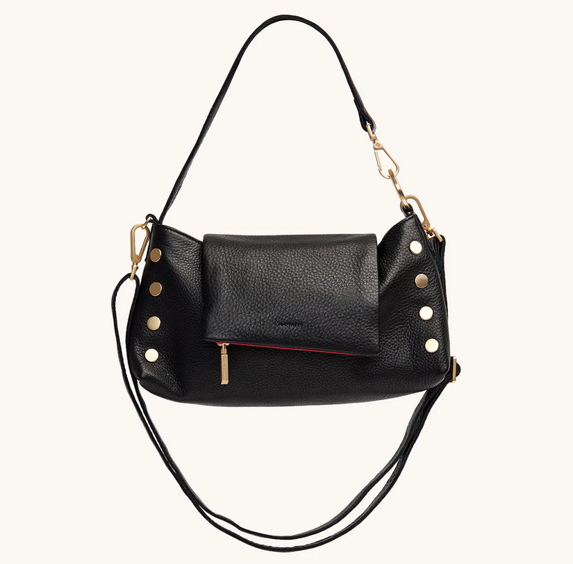 VIP Satchel Black/Brushed Gold Red Zip