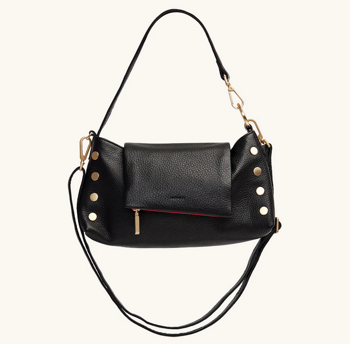 VIP Satchel Black/Brushed Gold Red Zip