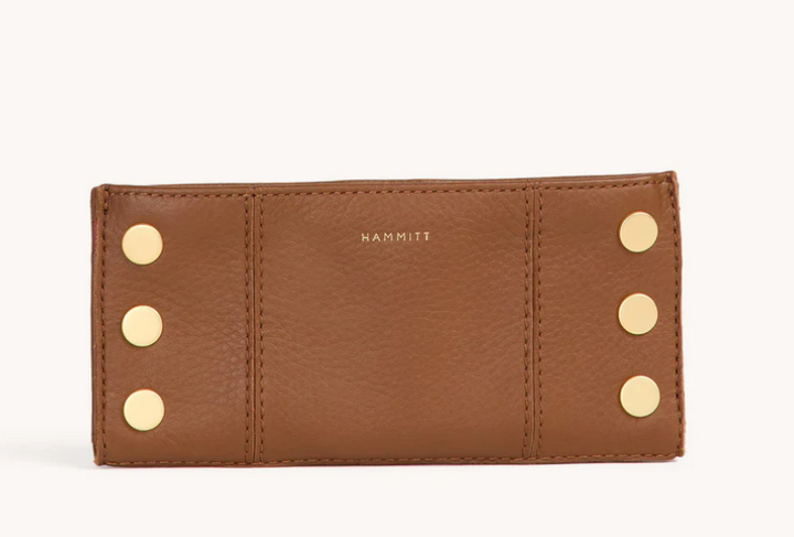 110 North Wallet Mahogany Pebble/Brushed Gold Red Zip