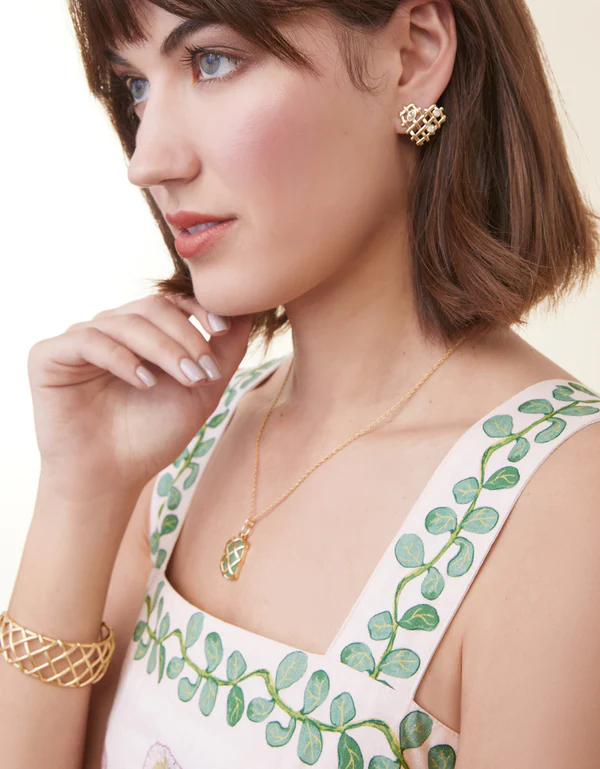 Woven Heart Earrings Crystal