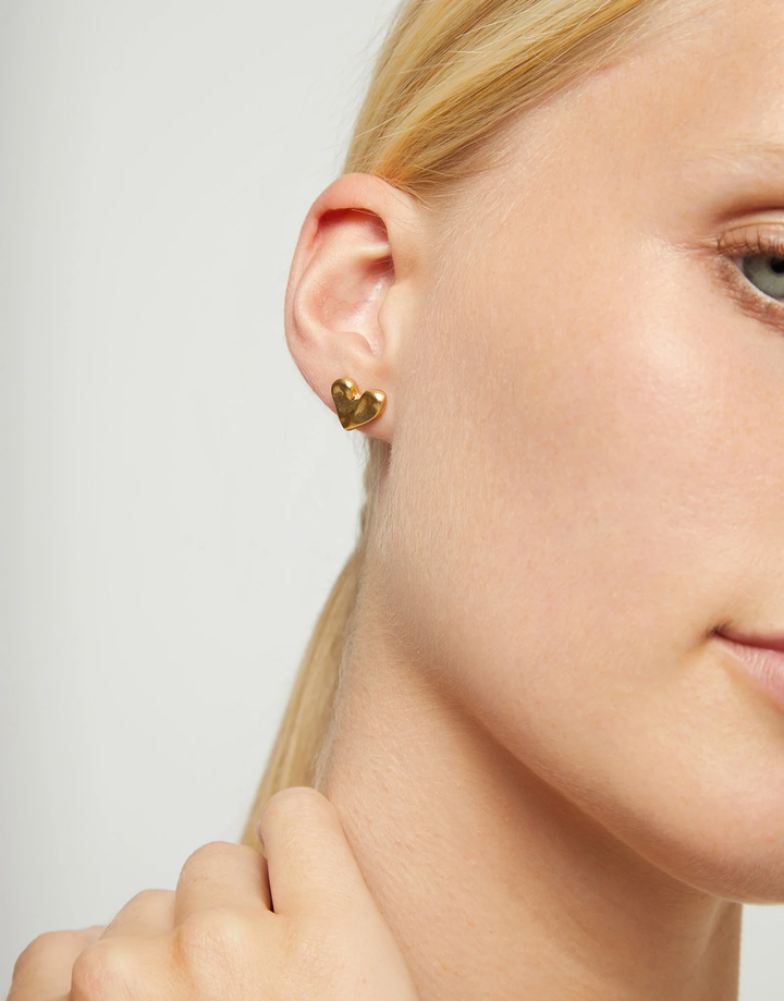 Palpito Beat Heart Stud Earrings Gold