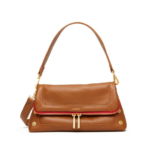 Beverly Med Mahogany Pebble/Brushed Gold Red Zip