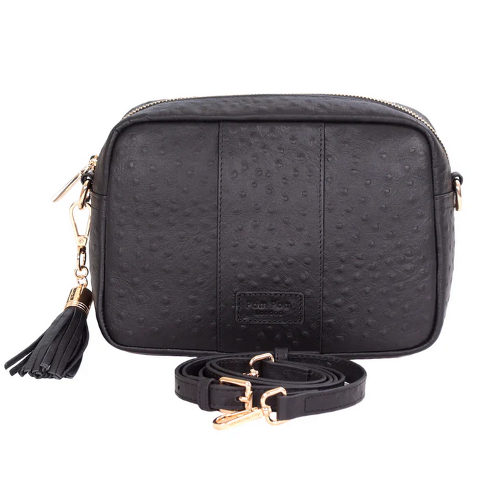 Pom Pom City Plus Bag Ostrich Black