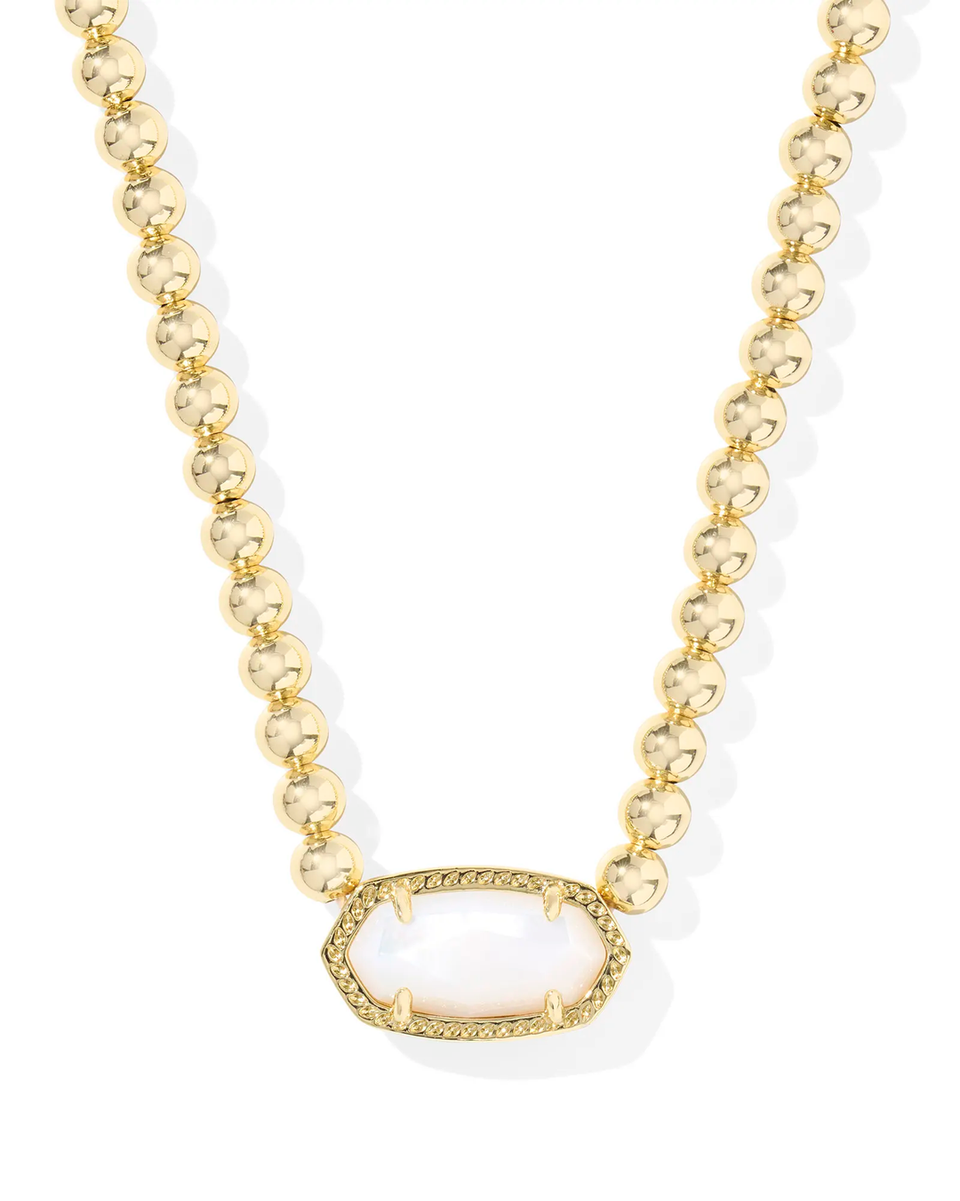 Elisa Beaded Necklace Ivory MOP Gold