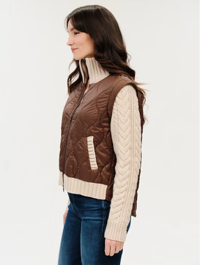 Melanie Mixed Media Jacket Brown