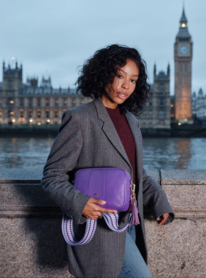 Pom Pom City Bag with Special Keyring and Dust Bag Elizabeth Line Purple