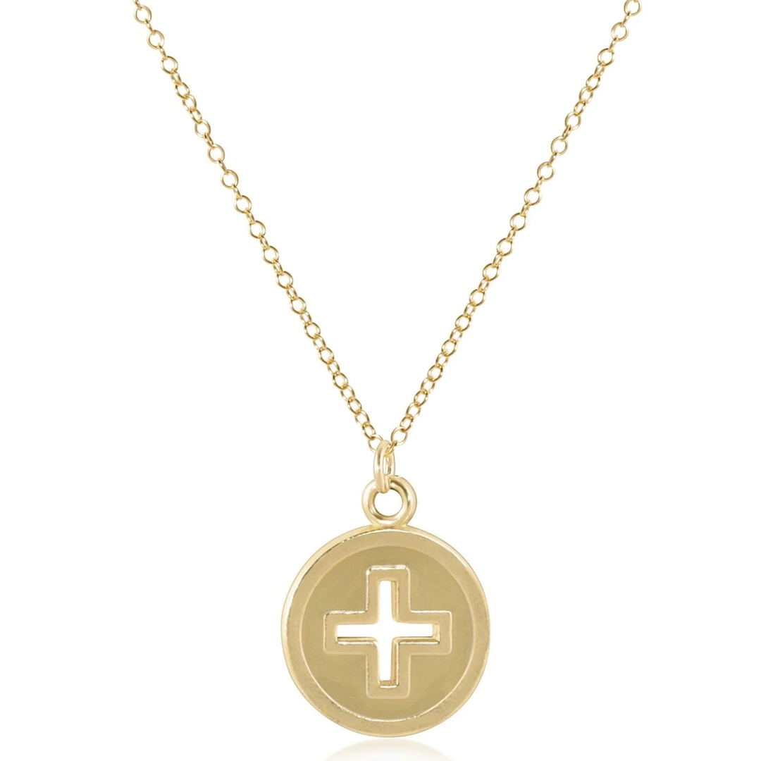 Signature Cross Gold Disc Necklace 16 in