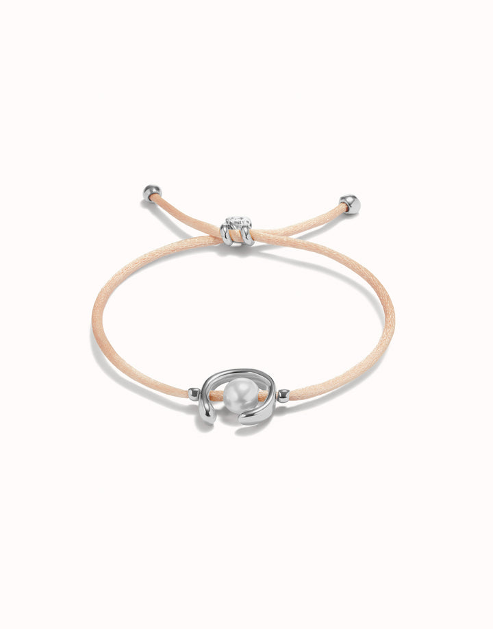 Ser Diferente Salmon Cord Silver w/Pearl Bracelet