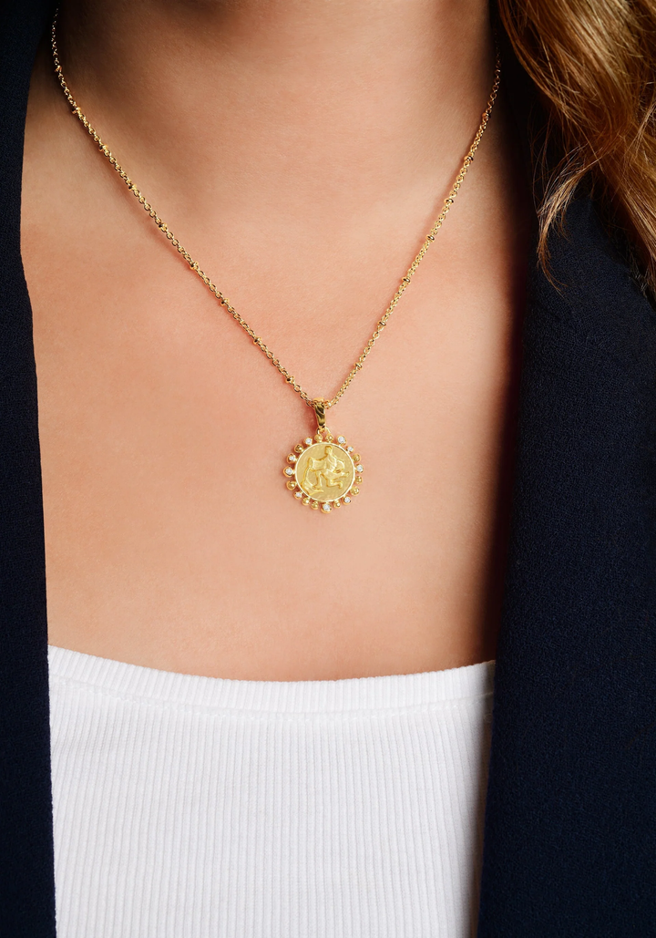 Anabel Aram Zodiac Pendant Necklace Aquarius