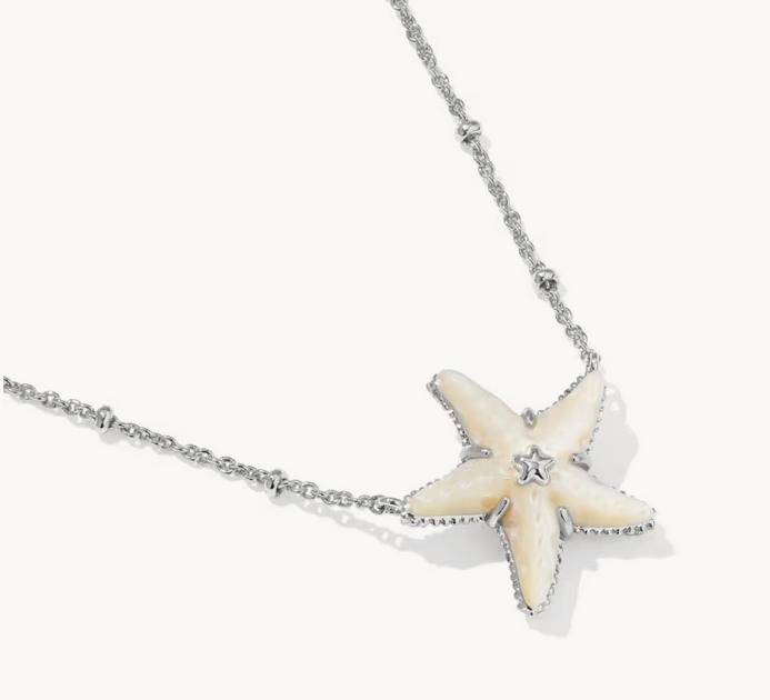 Parker Starfish Short Pendant Necklace Natural MOP Silver
