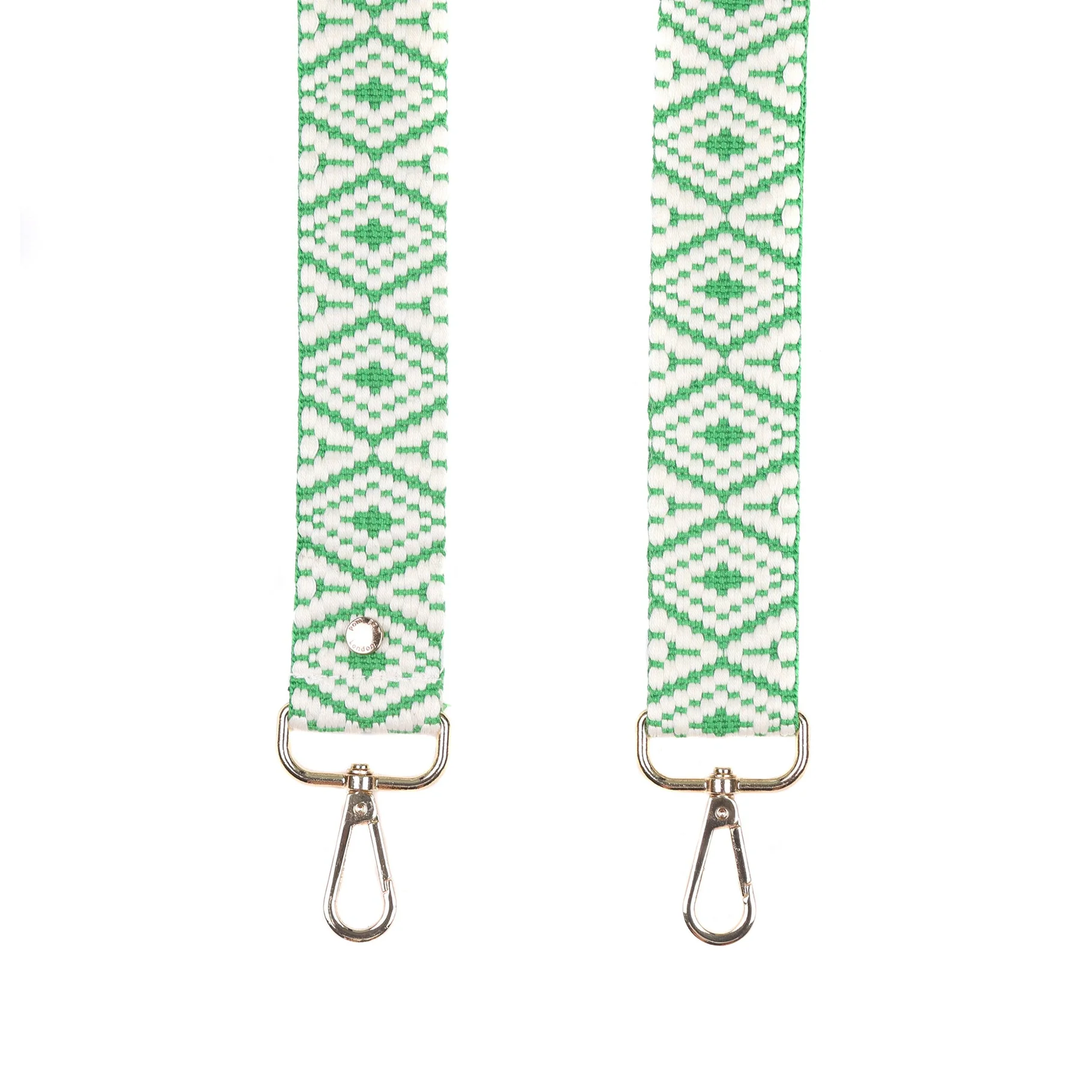 Pom Pom Strap  Emerald Green Aztec