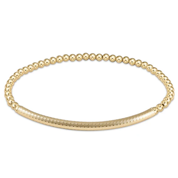 Classic Gold 3mm Bead Bracelet Bliss Bar Textured