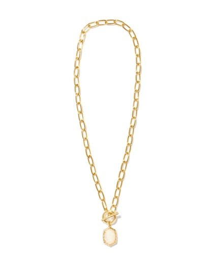 Daphne Gold Link Chain Necklace Ivory MOP
