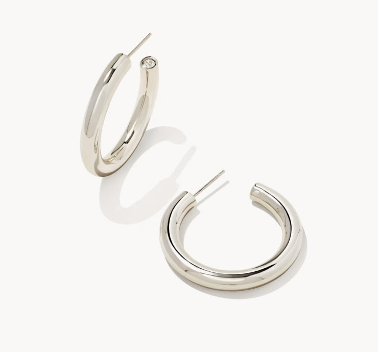 Colette Hoop Earring Rhodium Metal