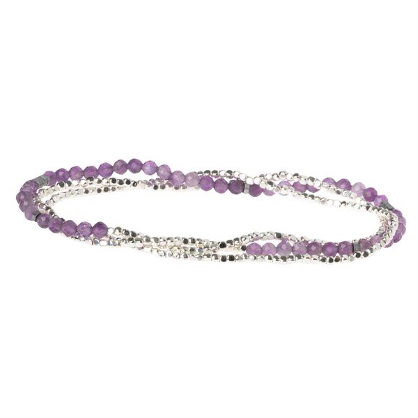 Delicate Stone Wrap Bracelet/Necklace Amethyst/Silver/Protection