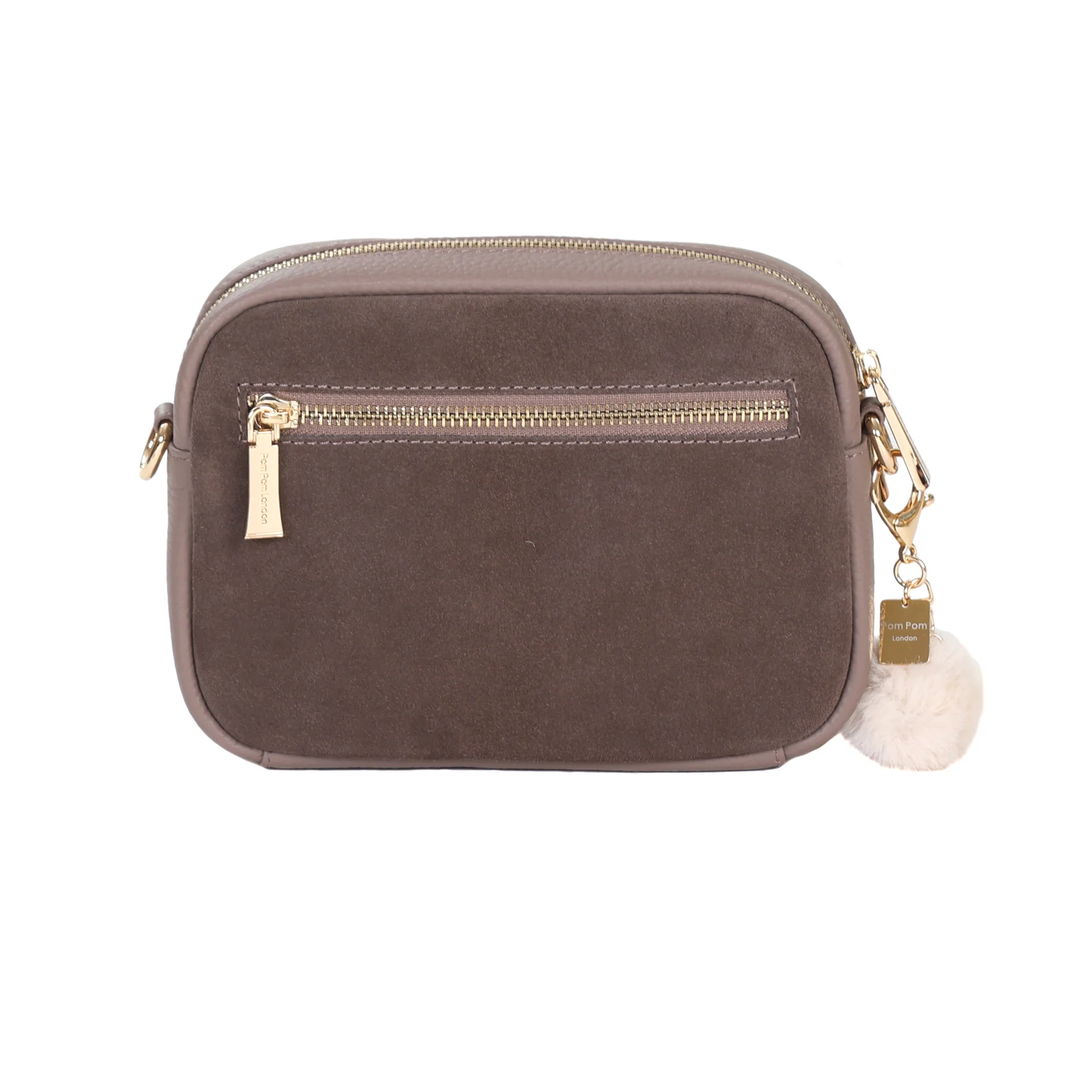 Pom Pom London Original Suede & Leather Bag Mocha