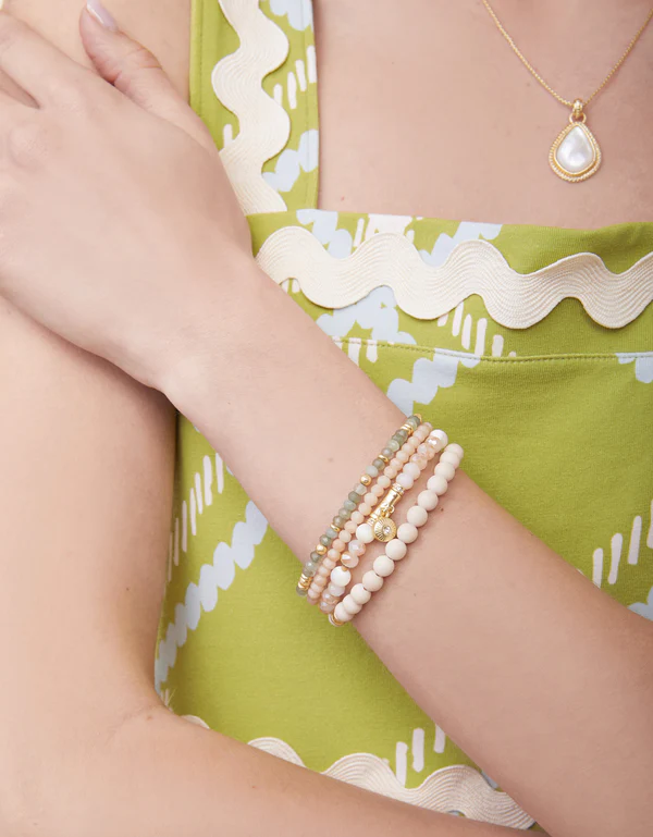 Sparkle Stretch Bracelet Stack Cream